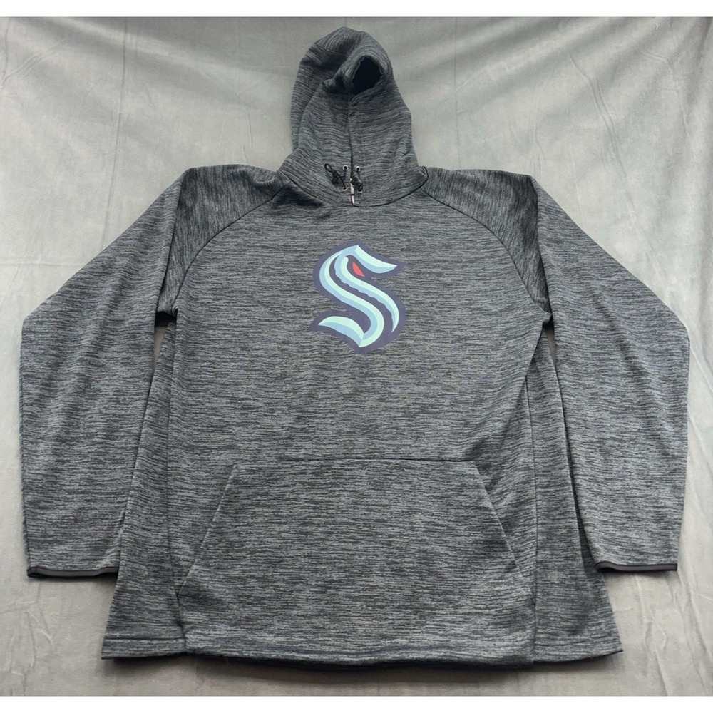 Seattle Kraken Heather Gray Hooded Sweatshirt Mens Large Hockey NHL Team WA